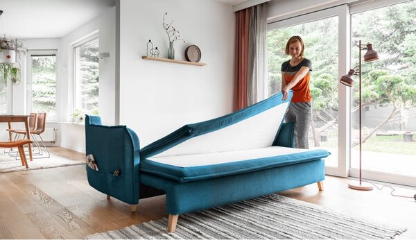 Turkusowa rozkładana sofa 225 cm Charming Charlie – Miuform
