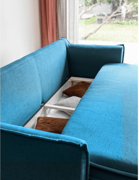 Turkusowa rozkładana sofa 225 cm Charming Charlie – Miuform