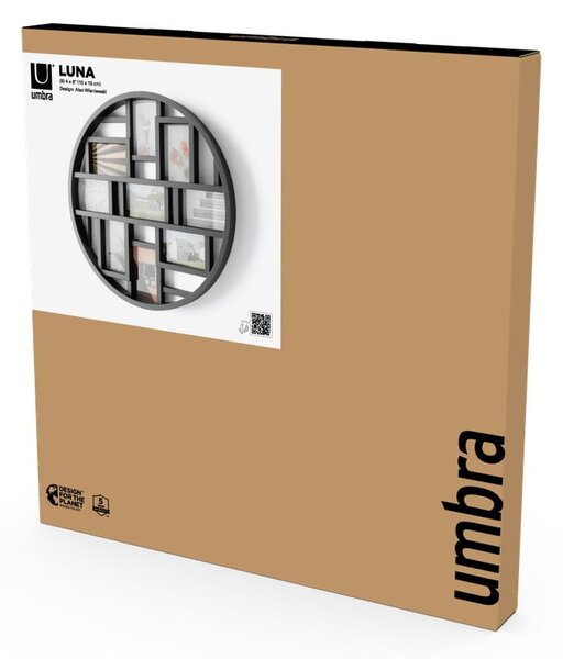 Czarna plastikowa ramka ścienna Luna – Umbra