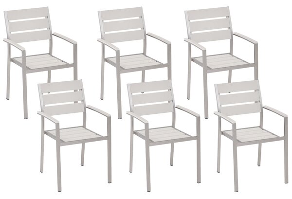 Zestaw 6 krzeseł ogrodowych aluminium sztaplowany biały Vernio Beliani