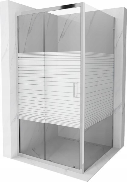 Mexen Apia kabina prysznicowa rozsuwana 100 x 100 cm, pasy, chrom - 840-100-100-01-20