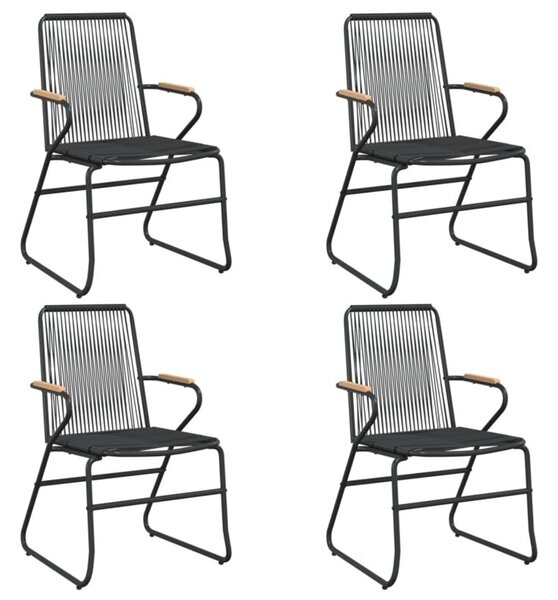 Krzesła ogrodowe, 4 szt., czarne, 58x59x85,5 cm, rattan pvc
