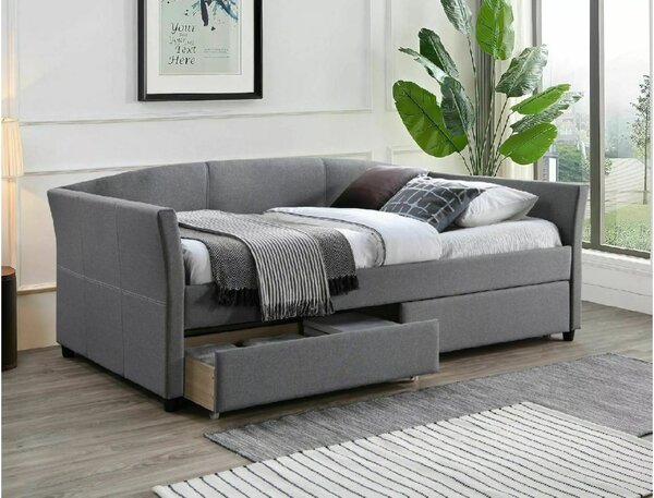 Szare łóżko tapicerowane LANTA 90 x 200 cm