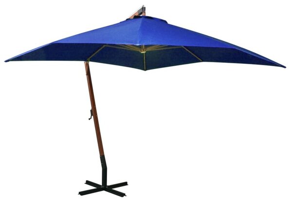 Parasol ogrodowy wiszący, jodłowy słupek, niebieski, 3x3 m