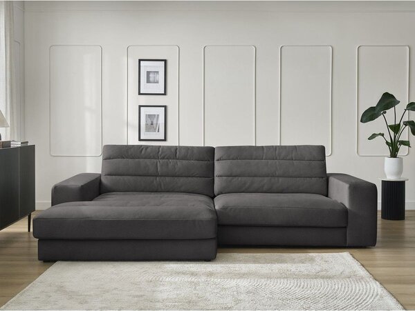 Antracytowy aksamitny narożnik (lewostronny/z szezlongiem) Sierra – Bobochic Paris