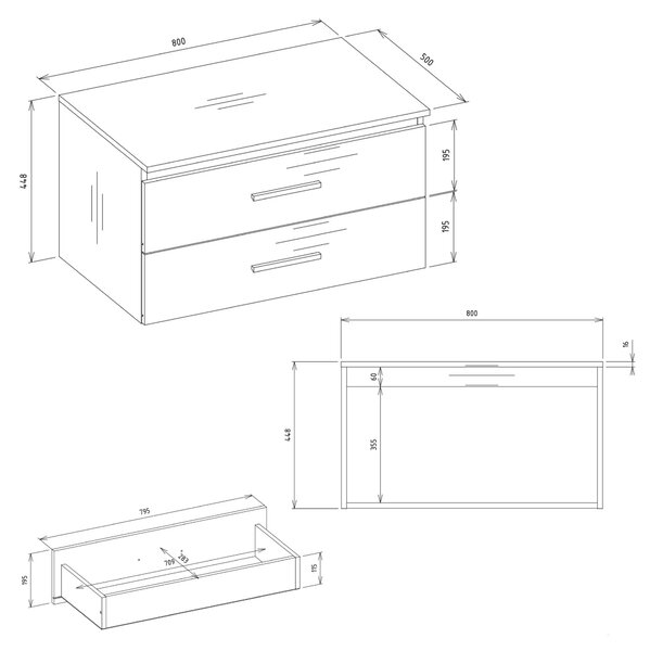 Szafka wisząca 80 cm dąb artisan z umywalką D1-F71