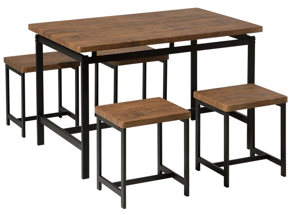 Zestaw mebli do jadalni ciemne drewno stal 4-osobowy stół 4 stołki Arlington Beliani