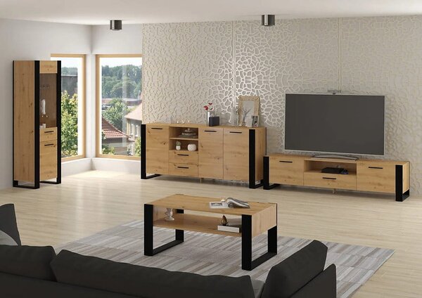 Długi stolik RTV na nóżkach artisan 200 cm | Umeblowana.com