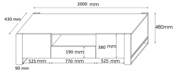 Długi stolik RTV na nóżkach artisan 200 cm | Umeblowana.com
