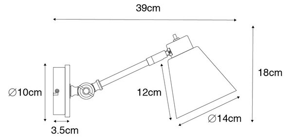 Lampa ścienna w stylu art deco brązowa z marmurem i bursztynowym szkłem - Nina