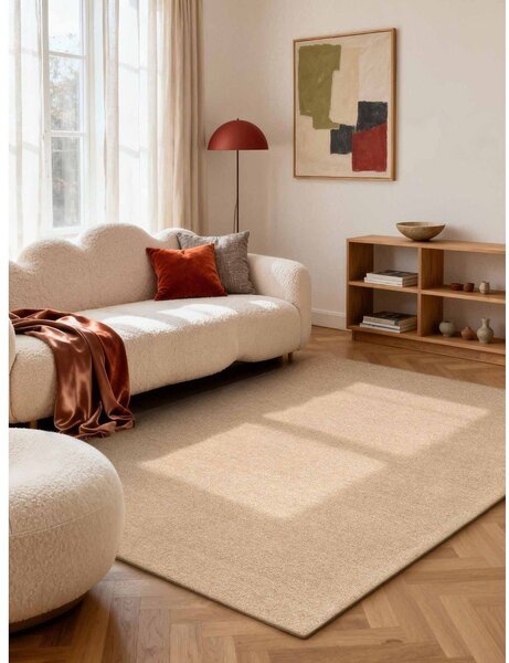 Wełniany dywan tkany ręcznie w naturalnym kolorze 140x200 cm Puristic Knots – Elle Decoration