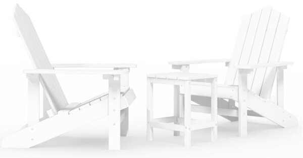 Krzesła ogrodowe adirondack ze stolikiem, hdpe, białe