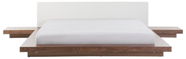 Łóżko 180x200 cm niska rama styl japoński stoliki nocne brązowe Zen Beliani