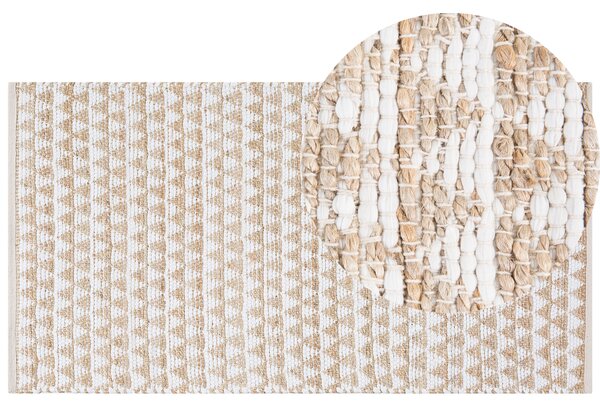 Dywan beżowo-biały juta bawełna naturalny ręcznie wykonany 80 x 150 cm Tunceli Beliani