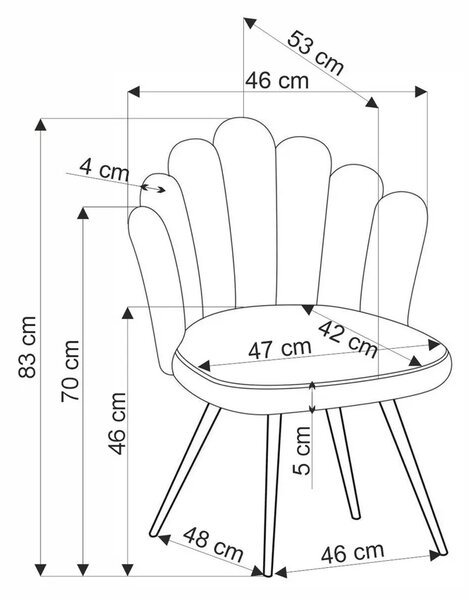 Popielate tapicerowane metalowe krzesło B8-P93