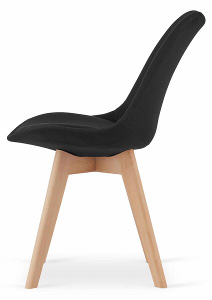 EMWOmeble Krzesła NORI 3400 czarny materiał + guziki, nogi drewniane / 4 sztuki
