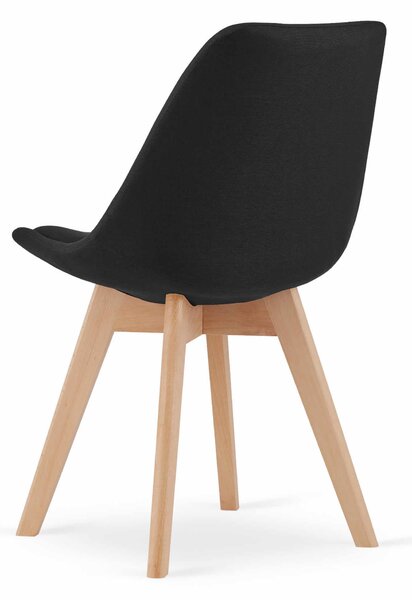 EMWOmeble Krzesła NORI 3400 czarny materiał + guziki, nogi drewniane / 4 sztuki