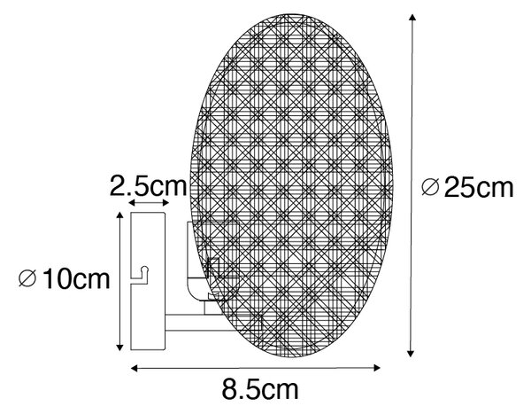 Rustykalna lampa ścienna czarna z rattanu 25 cm - Kata
