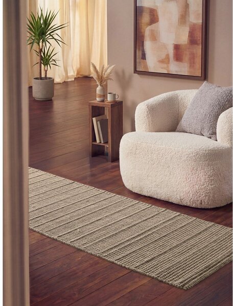 Beżowy wełniany chodnik tkany ręcznie 80x250 cm Camden Parker – Ted Baker