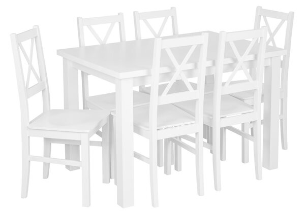 Zestaw Biały Stół 120x80 + Krzesła Twarde Siedzisko Z071