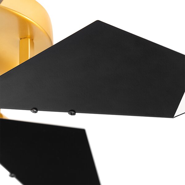 Designerska lampa sufitowa czarna ze złotem 5-świateł - Sinem