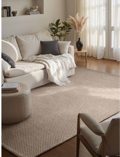 Beżowy wełniany dywan tkany ręcznie 160x230 cm Lyon Beans – Elle Decoration