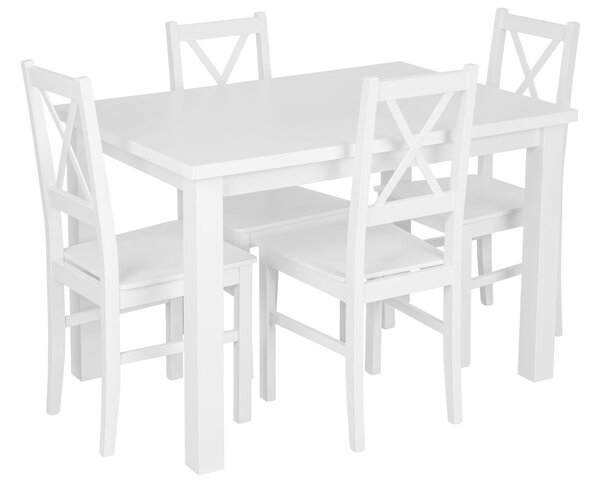 Zestaw Biały Stół 100x70 + 4 Krzesła Twarde Siedzisko Z070