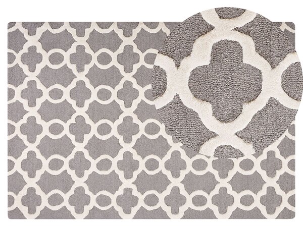 Dywan szary wełniany 140 x 200 cm marokańska koniczyna ręcznie wykonany Zile Beliani