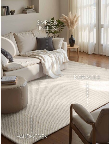 Kremowy wełniany dywan tkany ręcznie 140x200 cm Lyon Beans – Elle Decoration