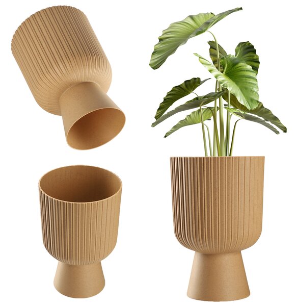 Doniczka na nóżce Golem Eco 14 cm, naturalne drewno