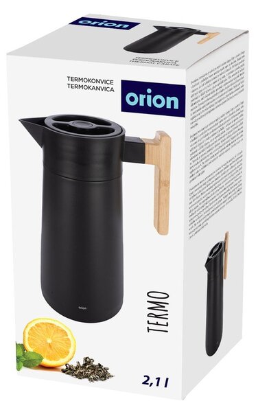 Czarny termos próżniowy ze stali nierdzewnej 2,1 l Termo – Orion