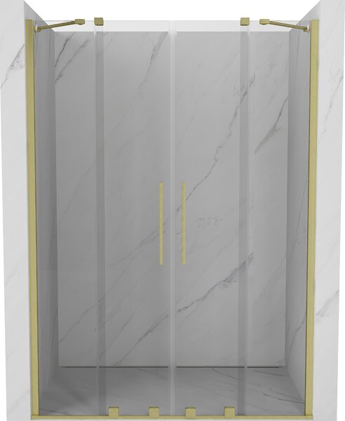 Mexen Velar Duo drzwi prysznicowe rozsuwane 140 cm, transparent, złote szczotkowane - 871-140-000-02-55