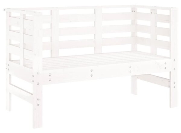 Ławka ogrodowa, biała, 111,5x53x71 cm, lite drewno sosnowe