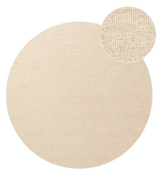 Beżowy wełniany okrągły dywan tkany ręcznie ø 160 cm Puristic Knots – Elle Decoration