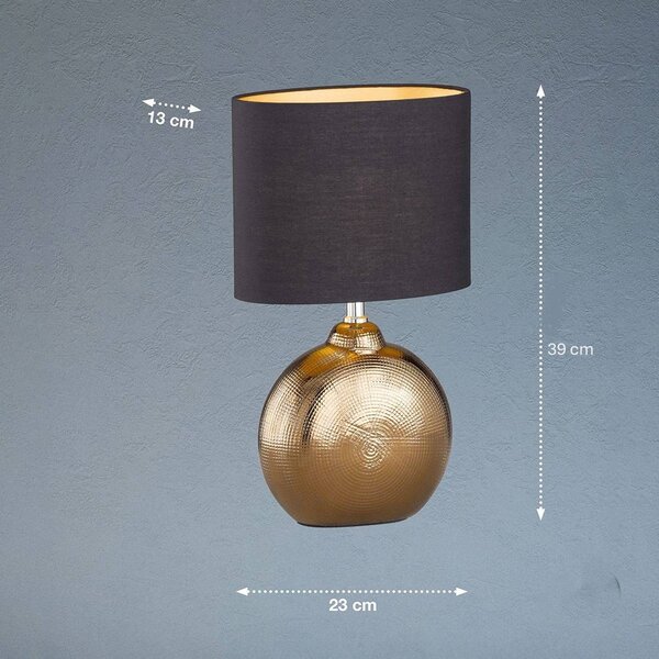 FISCHER & HONSEL Lampa stołowa Foro, brązowy / mosiężny, salon / jadalnia, ceramika, nowoczesny