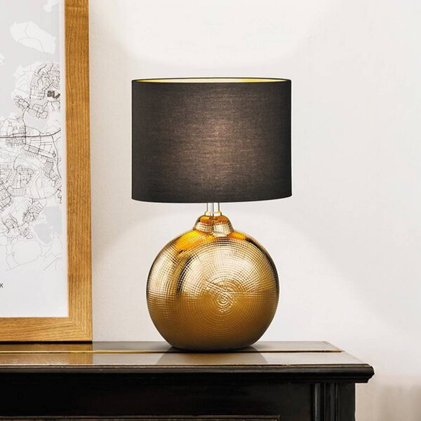 FISCHER & HONSEL Lampa stołowa Foro, brązowy / mosiężny, salon / jadalnia, ceramika, nowoczesny