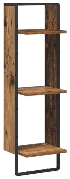 Nowoczesna półka ścienna z drewna inżynieryjnego w kolorze starego drewna, 3 półki, minimalistyczny design