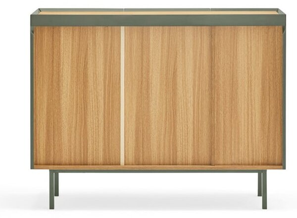Zielona niska komoda w dekorze dębu 110x85 cm Arista – Teulat