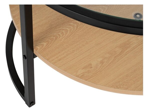 Czarno-naturalny okrągły stolik w dekorze dębu ø 68 cm Zanu – Bonami Essentials