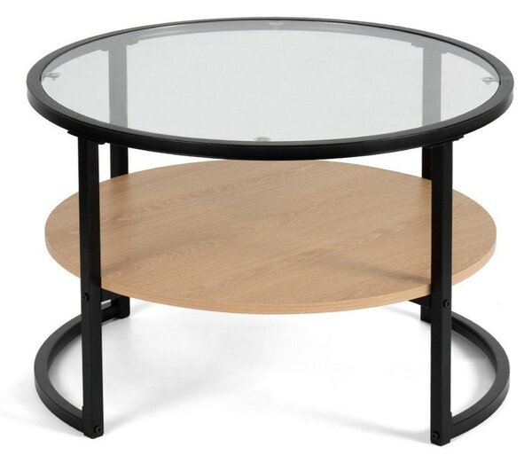 Czarno-naturalny okrągły stolik w dekorze dębu ø 68 cm Zanu – Bonami Essentials