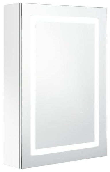 Szafka łazienkowa z lustrem i LED, lśniąca biel, 50x13x70 cm