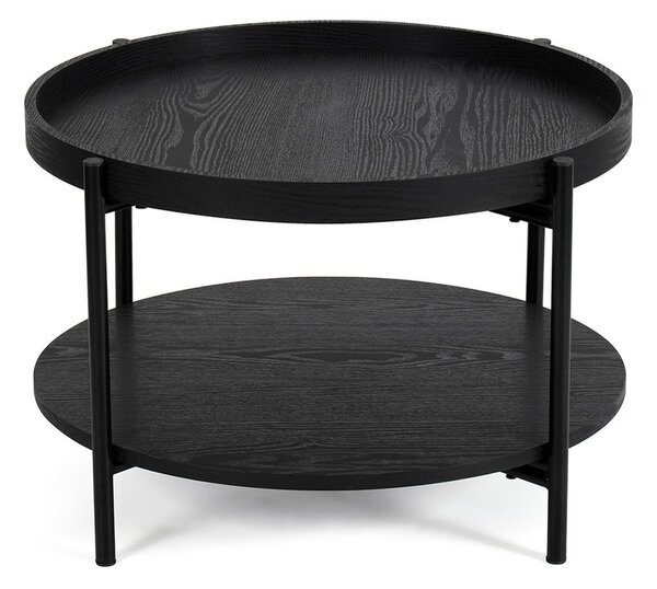 Czarny okrągły stolik w dekorze dębu ø 64 cm Hagen – Bonami Essentials