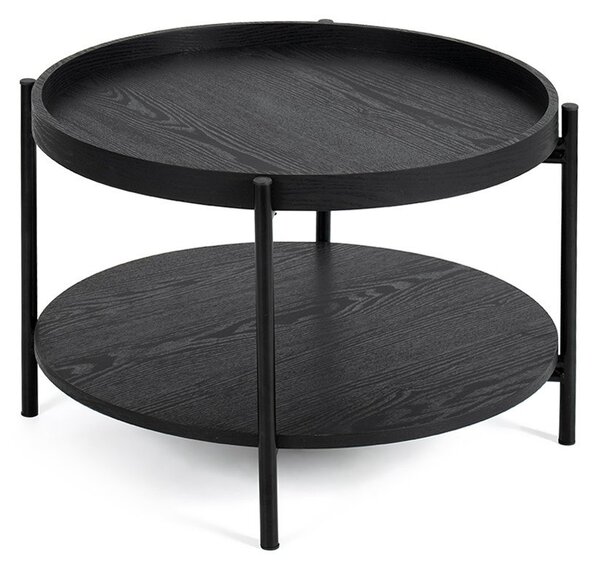 Czarny okrągły stolik w dekorze dębu ø 64 cm Hagen – Bonami Essentials