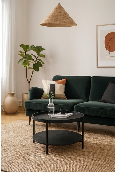 Czarny okrągły stolik w dekorze dębu ø 64 cm Hagen – Bonami Essentials