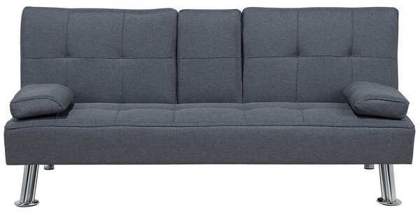 Sofa rozkładana z funkcją spania 3-osobowa stolik w oparciu ciemnoszara Roxen Beliani