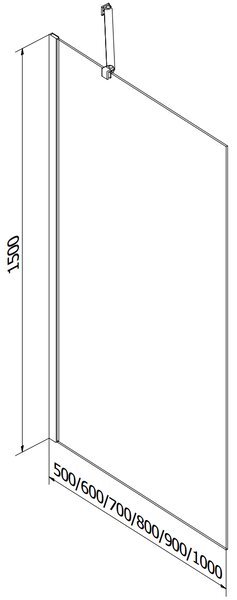 Mexen Next parawan nawannowy 1-skrzydłowy 50 x 150 cm, transparent, czarny - 895-050-000-00-00-70