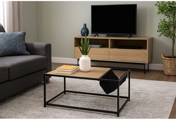 Czarno-naturalny stolik w dekorze dębu 60x99 cm Bayen – Bonami Essentials