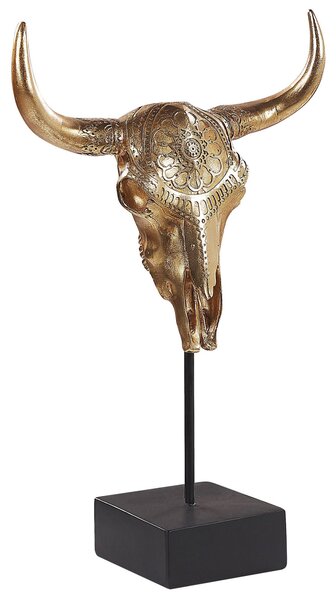 Nowoczesna figurka dekoracyjna czaszka byka złota 46 cm Bulacan Beliani