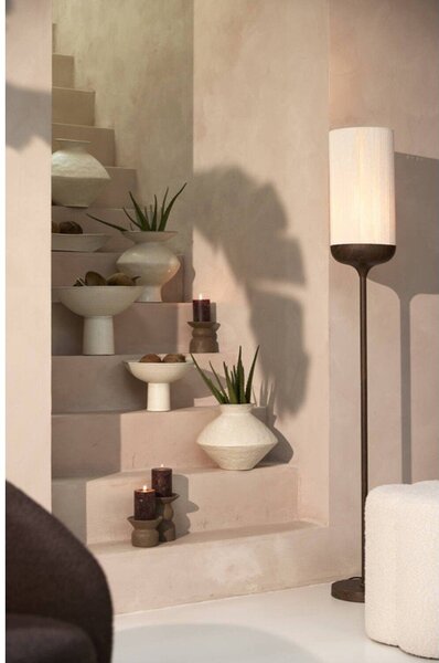 Ciemnobrązowa lampa stojąca z tekstylnym kloszem (wysokość 159 cm) Dania – Light & Living
