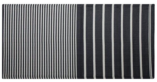 Dywan czarny 90 x 180 cm zewnętrzny w paski wzór geometryczny Haldia Beliani